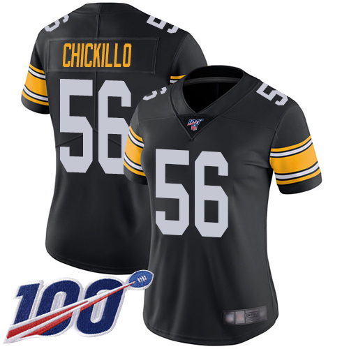 Women Pittsburgh Steelers Football #56 Limited Black Anthony Chickillo Alternate 100th Nike NFL Jersey
